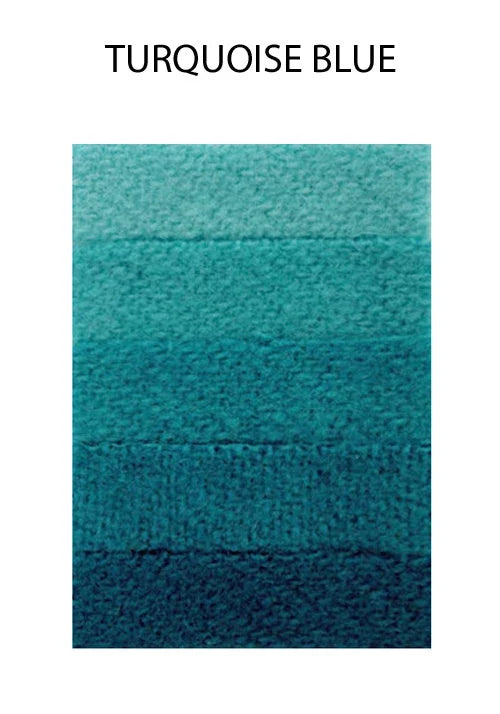 Turquoise blue textured fabric swatch in various shades for crafts and fashion.