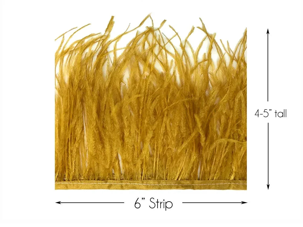 6-inch gold feather trim strip, 4-5 inches tall for crafts and fashion decor