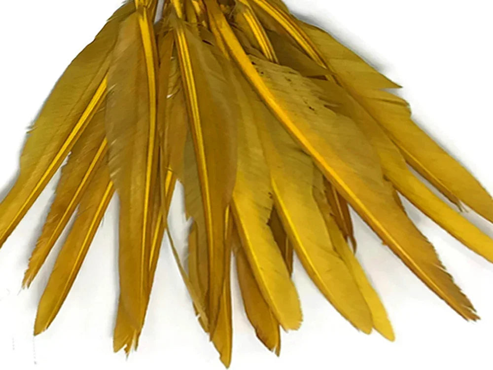 1/4 lbs. - Antique Gold Duck Pointer Primary Wing Wholesale Feathers (Bulk)