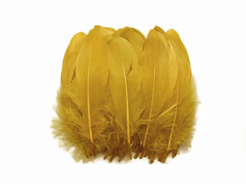 Vibrant yellow craft feathers for DIY fashion and decor accessories.