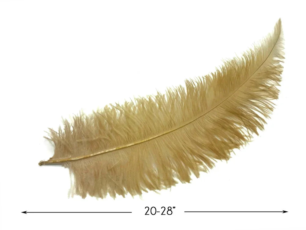 Large natural beige ostrich feather for crafts and decor, 20-28 inches long