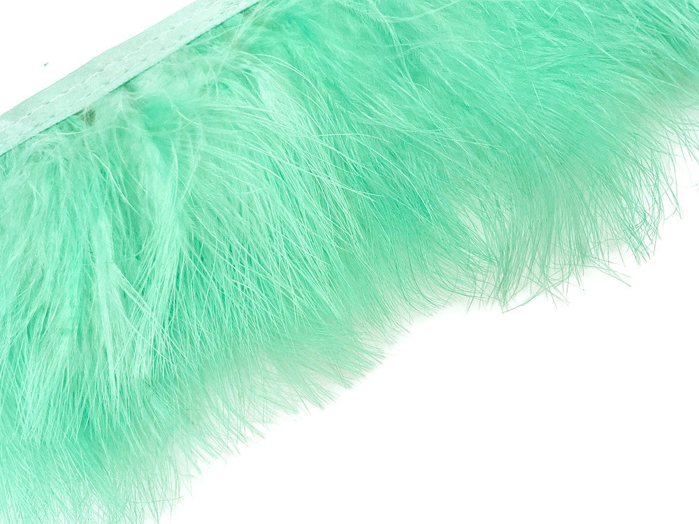 1 Yard - Aqua Green Marabou Turkey Fluff Feather Fringe Trim