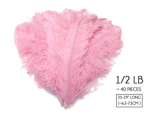 1/2 Lb. - 25-29" Baby Pink Large Ostrich Wing Plume Wholesale Feathers (Bulk)
