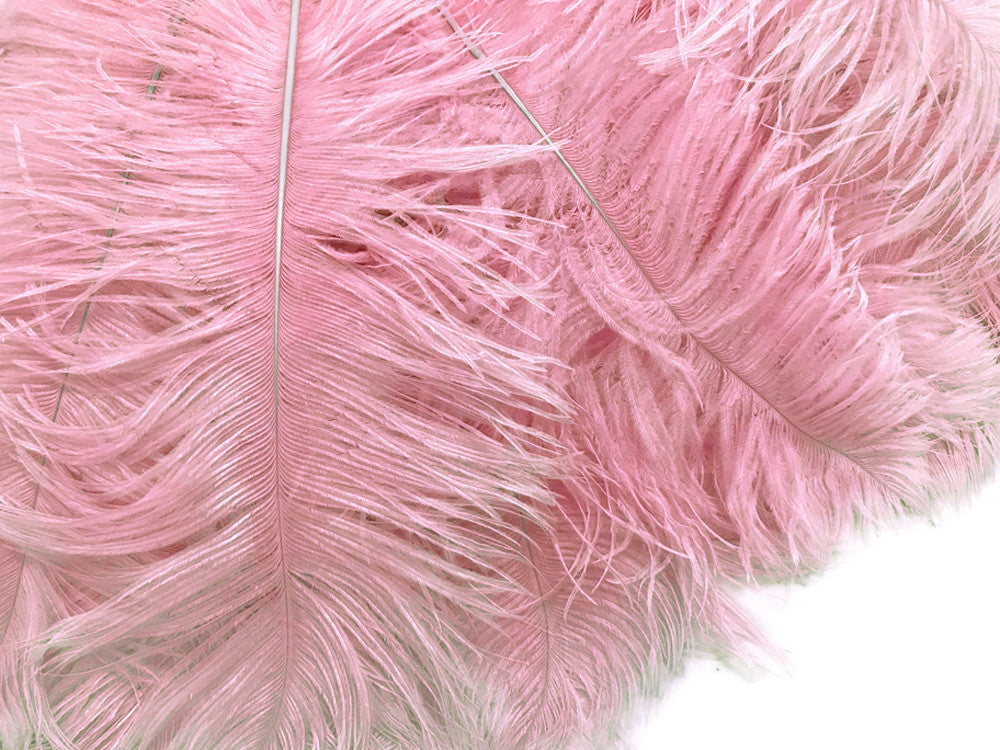 10 Pieces - 12-16" Light Pink Dyed Ostrich Tail Fancy Feathers