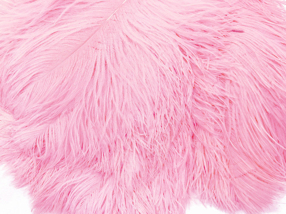 10 Pieces - 12-16" Light Pink Dyed Ostrich Tail Fancy Feathers