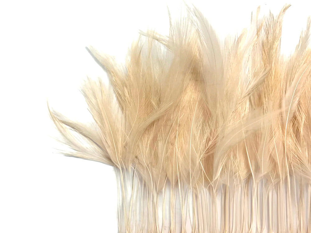 1 Dozen - Beige Stripped Rooster Neck Hackle Eyelash Feather