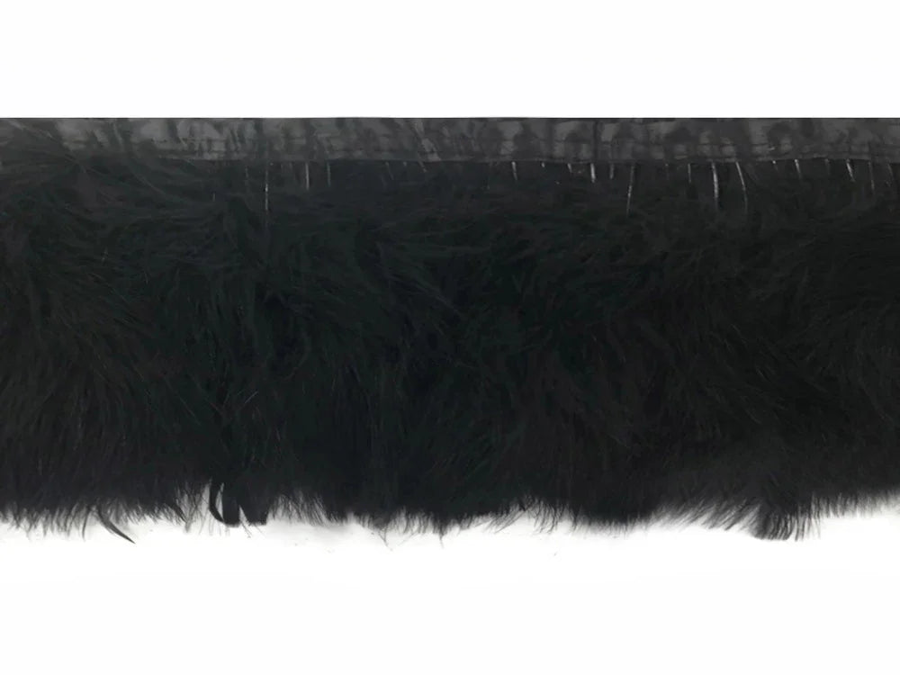 Black ostrich feather trim for fashion and DIY craft decorations