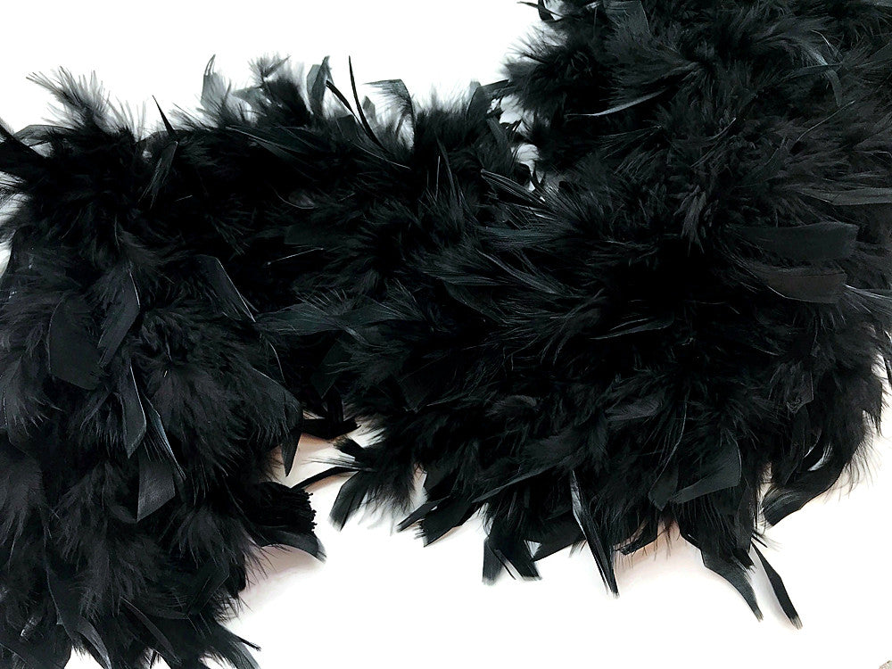 2 Yards - Black Heavy Weight Chandelle Feather Boa | 80 Gram