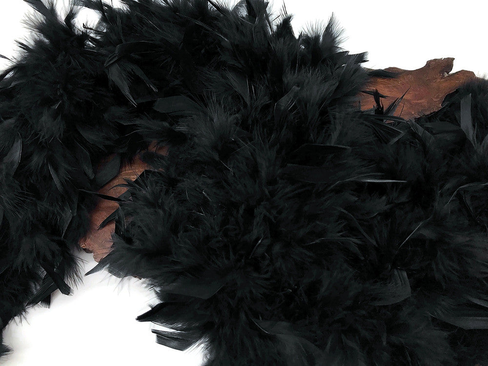 2 Yards - Black Heavy Weight Chandelle Feather Boa | 80 Gram