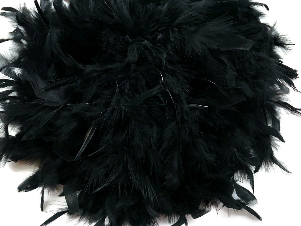 2 Yards - Black Heavy Weight Chandelle Feather Boa | 80 Gram