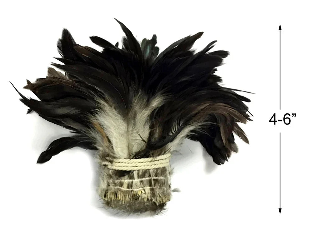 Natural black and white feathers bundle for crafts and fashion decor, 4-6 inches.