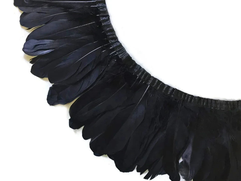 Elegant black feather trim for fashion crafts and DIY decor accessories.
