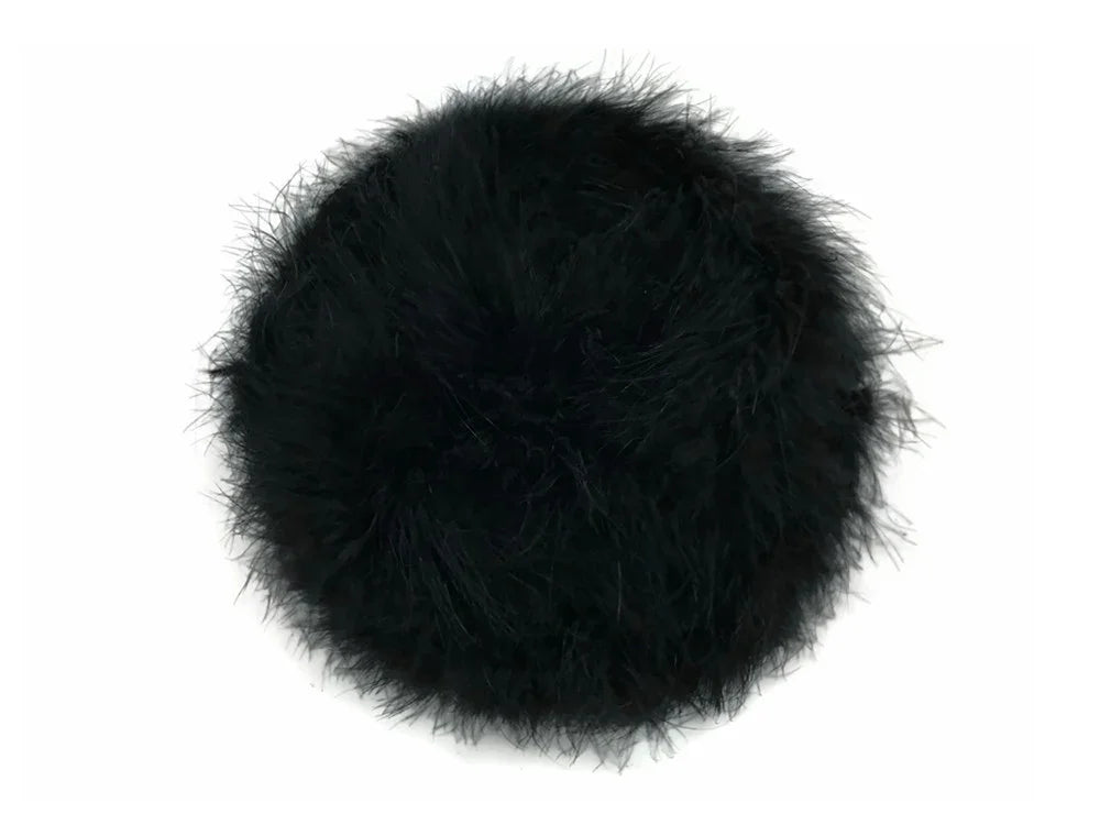Fluffy black feather pompom for DIY crafts and fashion accessories