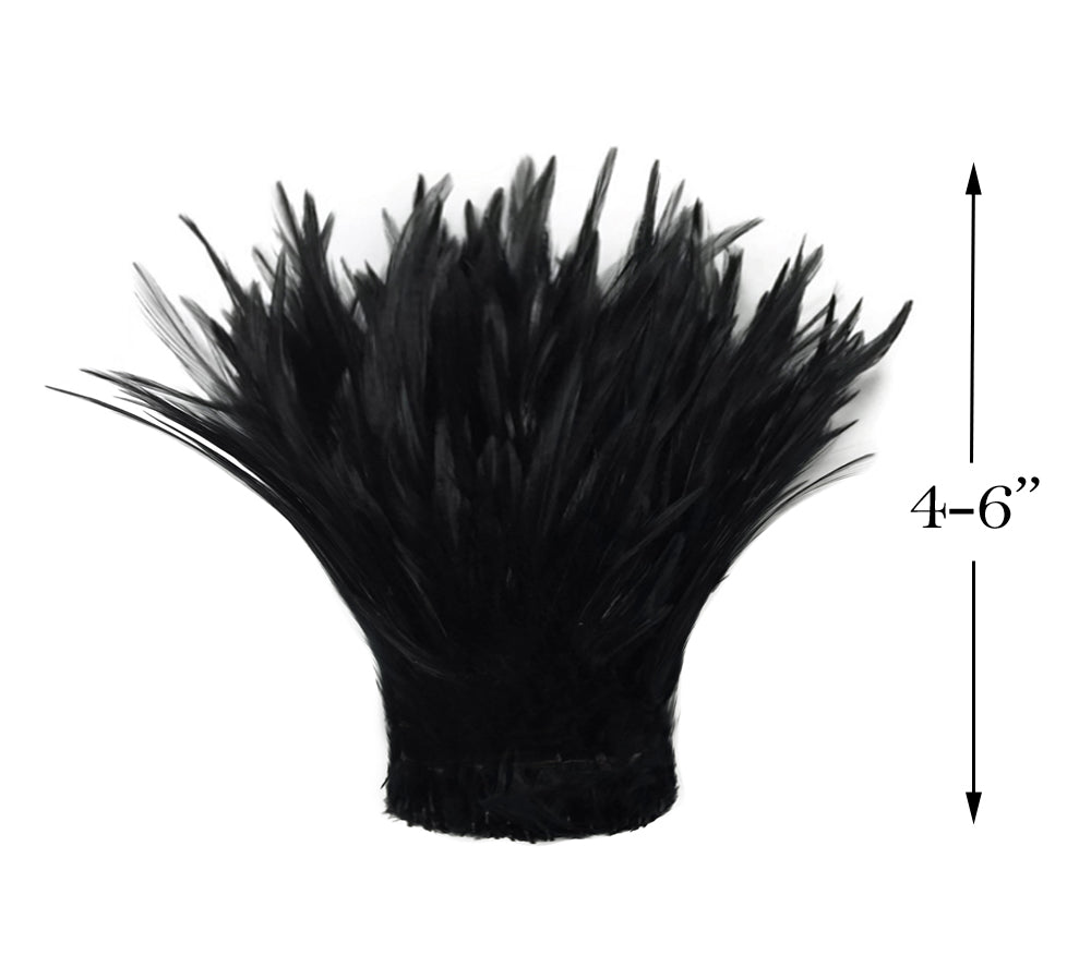 1 Yard - Black Strung Rooster Neck Hackle Wholesale Feathers (Bulk)