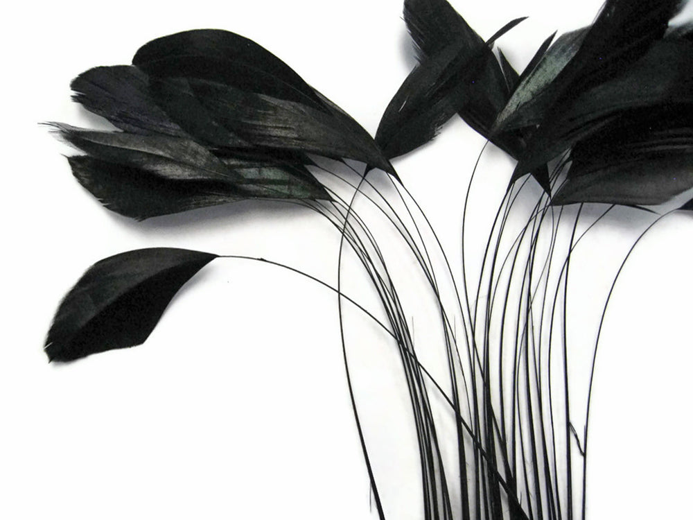 1 Yard - Black Stripped Coque Tail Feathers Wholesale Trim (Bulk)