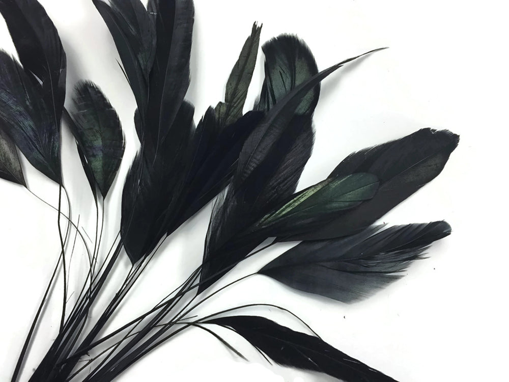 1 Yard - Black Stripped Coque Tail Feathers Wholesale Trim (Bulk)