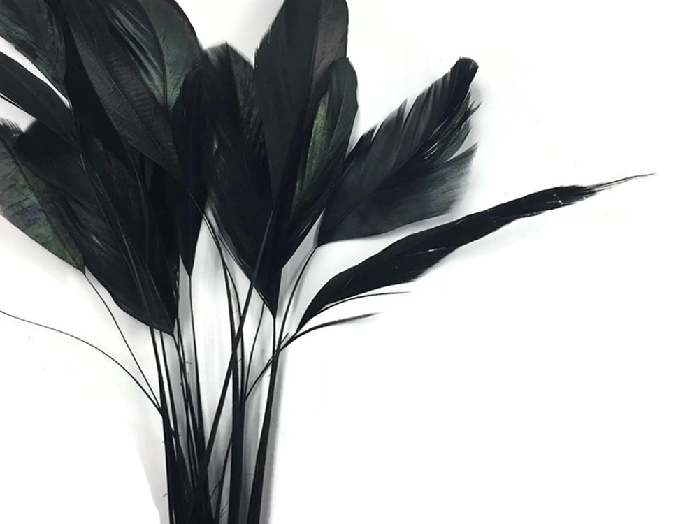 1 Yard - Black Stripped Coque Tail Feathers Wholesale Trim (Bulk)