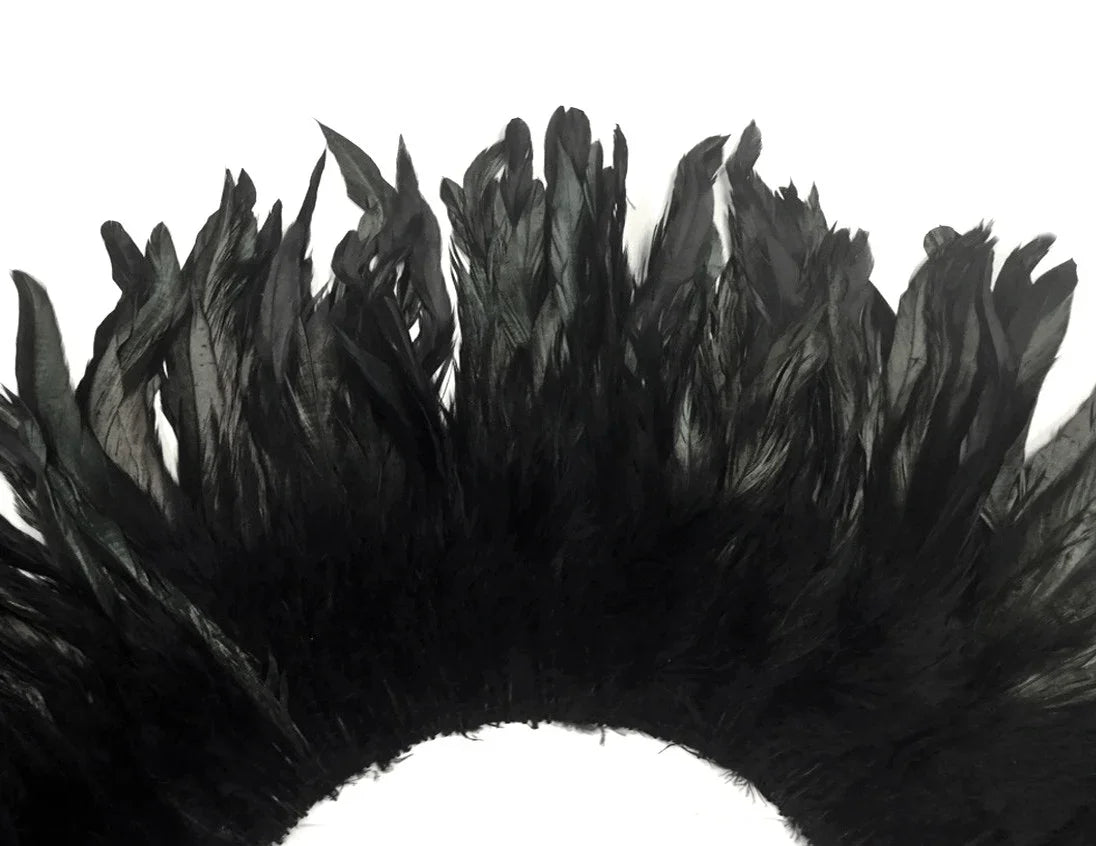 Elegant black feathers arranged in a decorative plume for fashion and DIY crafts.
