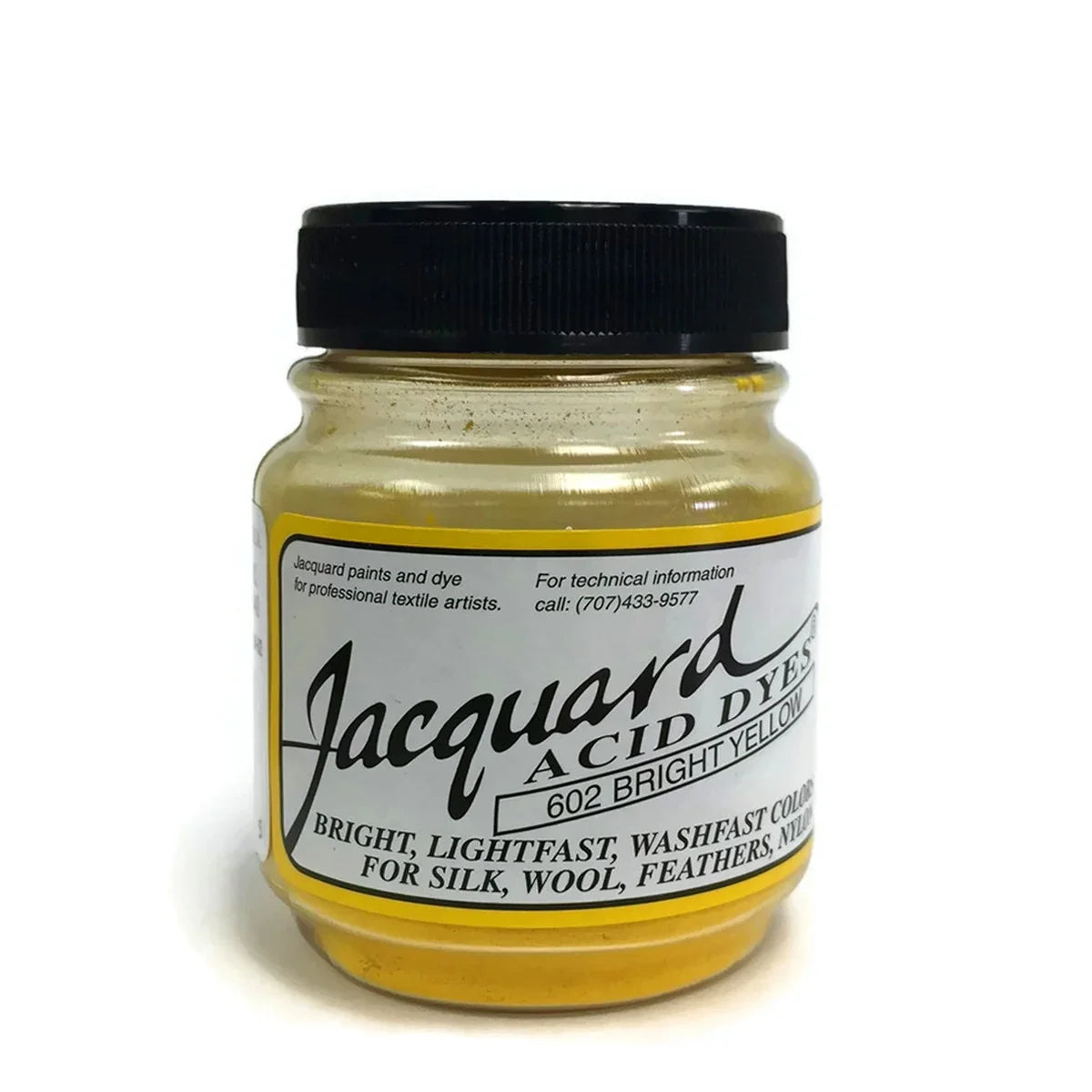 Jacquard 602 Bright Yellow acid dye for silk, wool, and feathers.