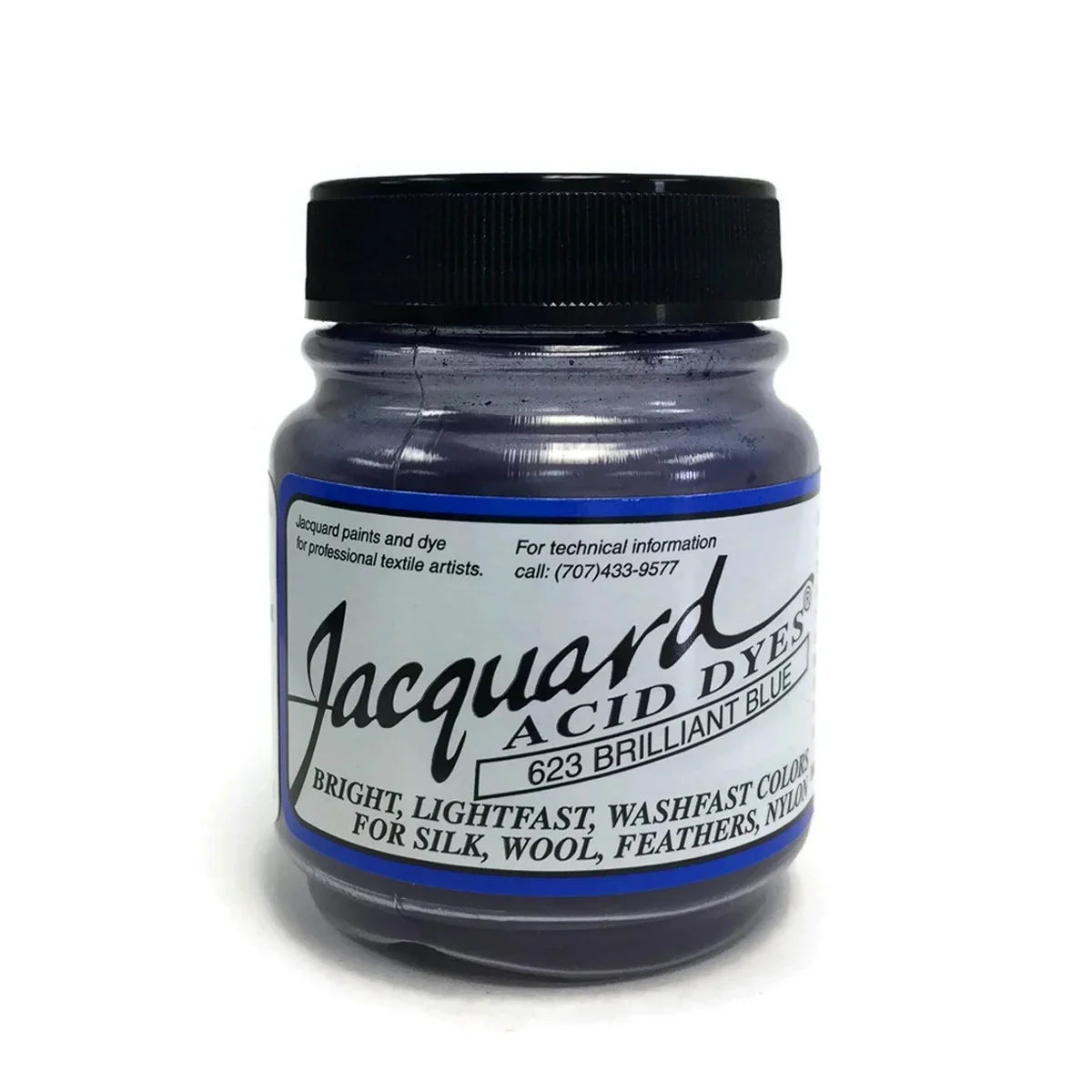 Jacquard Acid Dye 623 Brilliant Blue for silk, wool, and feathers.
