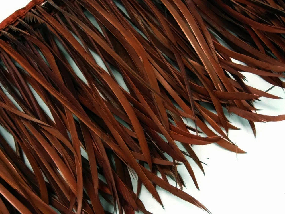 Brown ostrich feather fringe for fashion and DIY craft supplies.