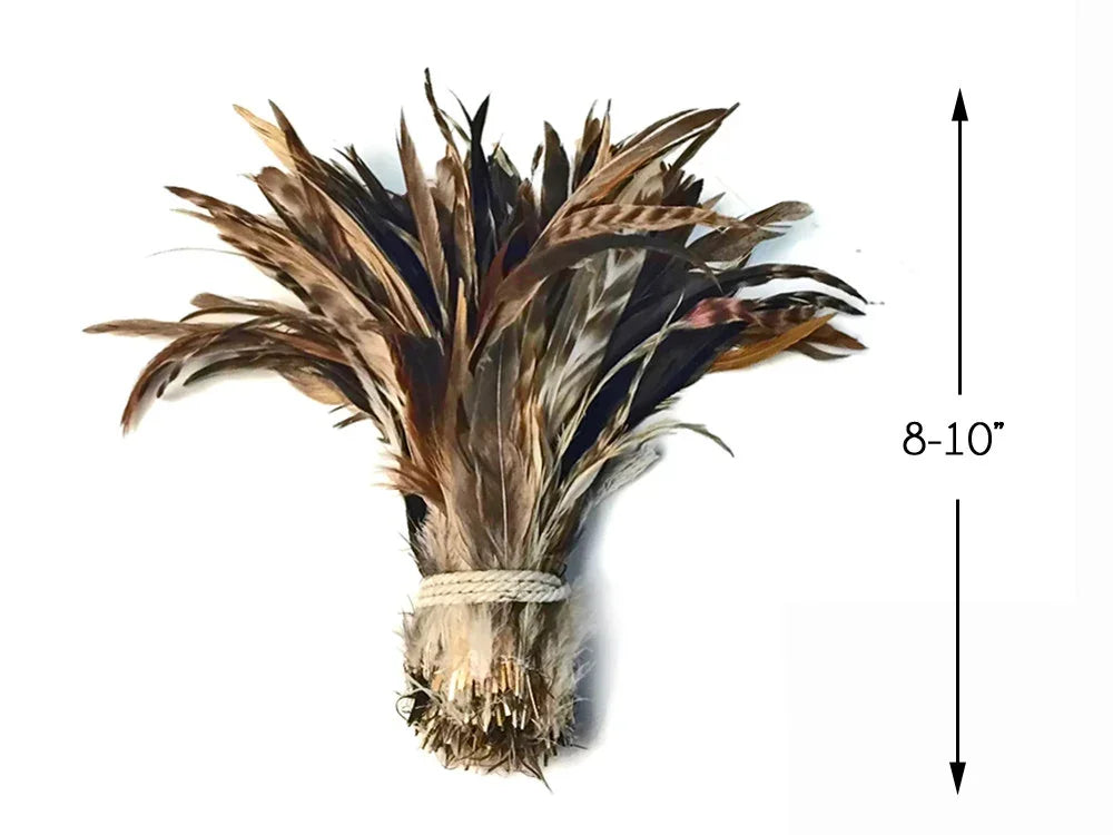 Natural brown pheasant feathers bundle for DIY crafts and fashion decor, 8-10 inches.
