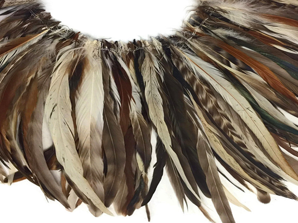 Wholesale Pack - 8-10" Natural Brown Chinchilla Mix Coque Tail Strung Rooster Feathers 2 Oz. (Bulk)