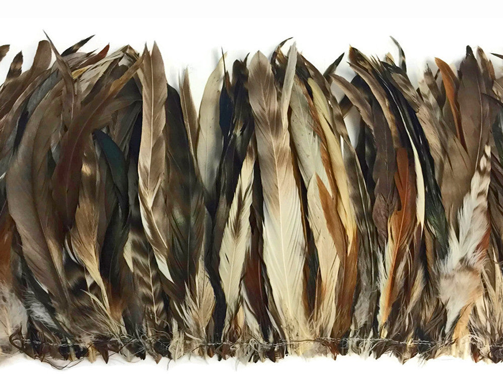 Wholesale Pack - 8-10" Natural Brown Chinchilla Mix Coque Tail Strung Rooster Feathers 2 Oz. (Bulk)