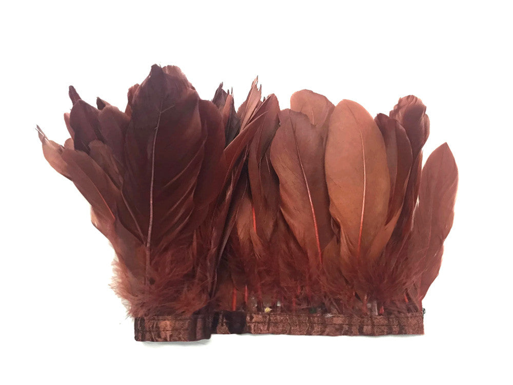 1 Yard - Brown Goose Pallet Parried Dyed Feather Trim