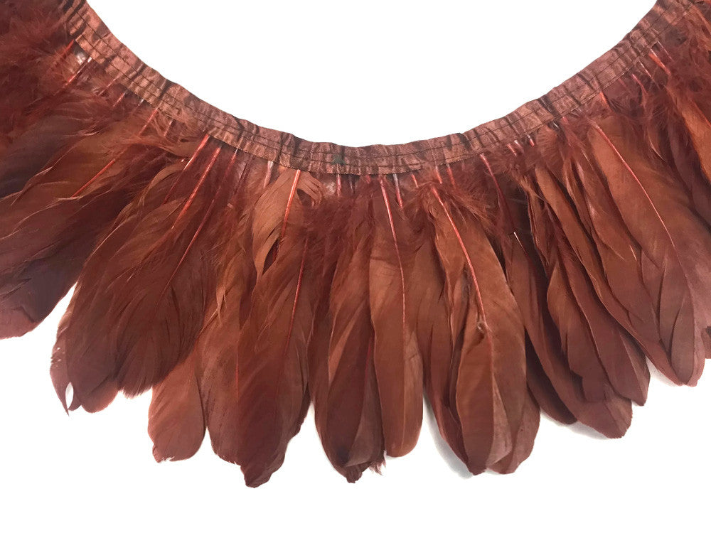 1 Yard - Brown Goose Pallet Parried Dyed Feather Trim