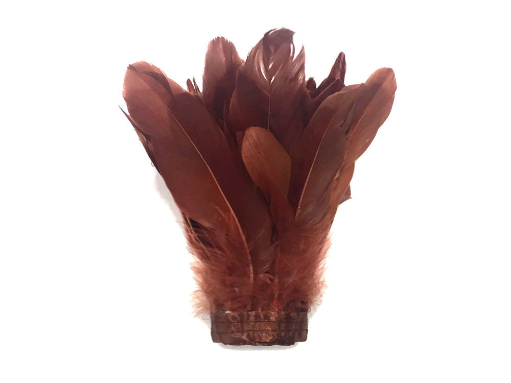 1 Yard - Brown Goose Pallet Parried Dyed Feather Trim