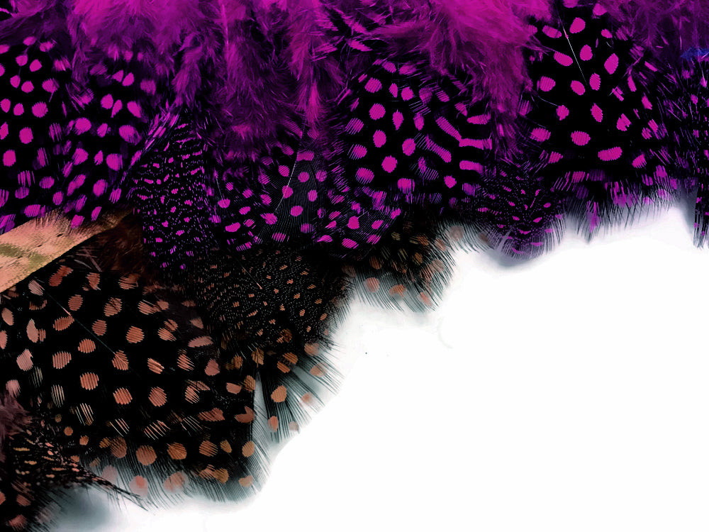 1 Yard - Brown Guinea Hen Polka Dot Plumage Feather Trim