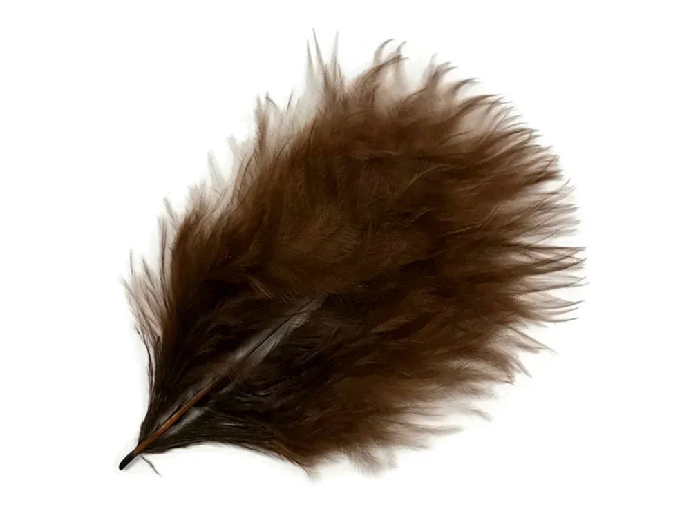 Fluffy brown natural feather for DIY crafts, fashion, and costume decor.
