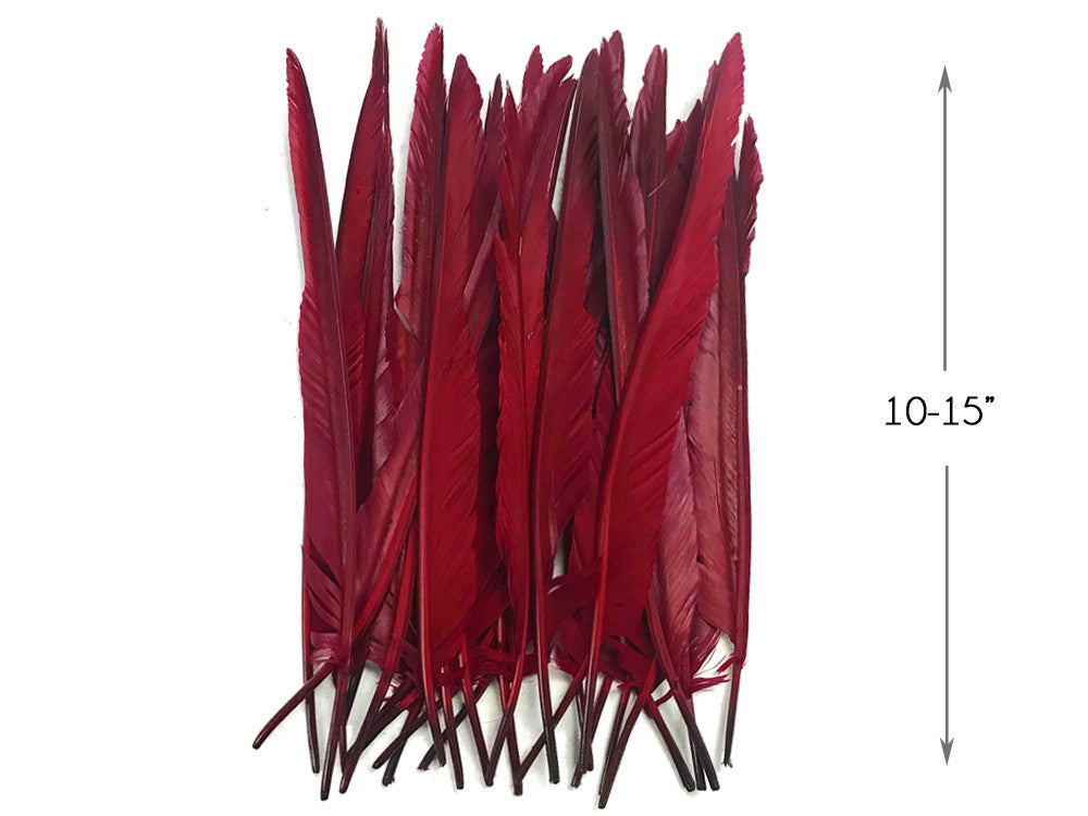 10 Pieces - Burgundy Goose Pointers Long Primaries Wing Feathers