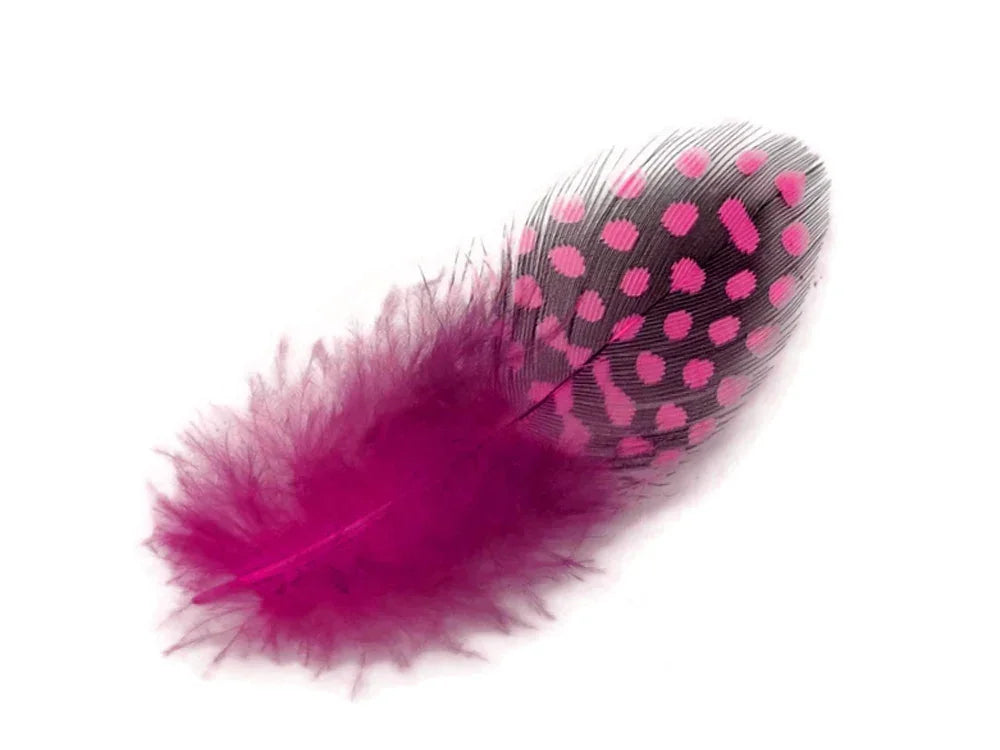 1 Pack - Candy Pink Guinea Hen Polka Dot Plumage Feathers 0.10 Oz.