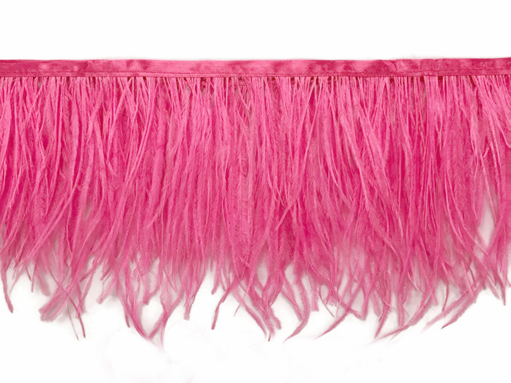 1 Yard - Candy Pink Ostrich Fringe Trim Wholesale Feather (Bulk)
