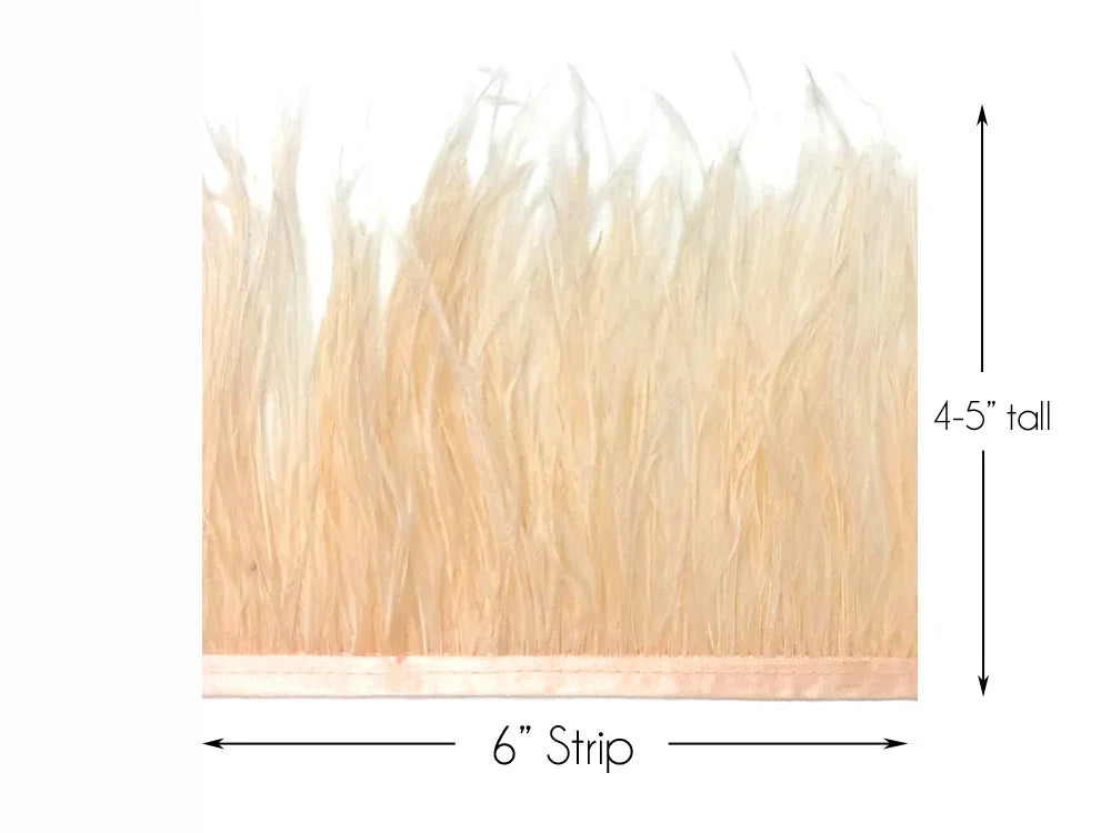 6-inch cream feather trim strip, 4-5 inches tall for DIY crafts and fashion decor
