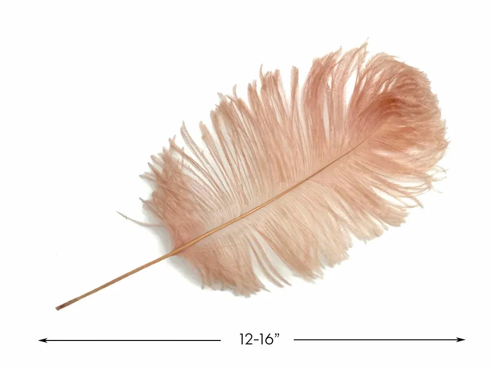 Large soft peach ostrich feather for DIY crafts and fashion decor, 12-16 inches