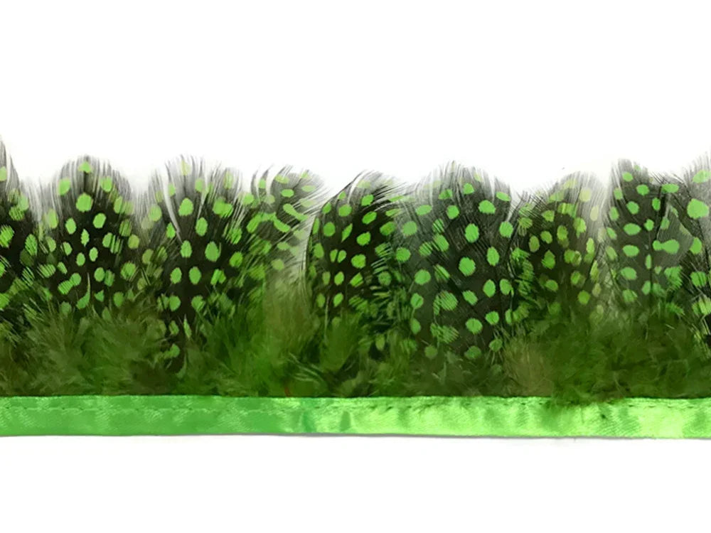 Green spotted feather trim for crafts and fashion DIY decor