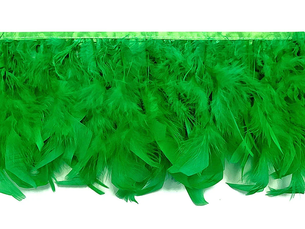 Vibrant green feather trim for crafts and fashion decor