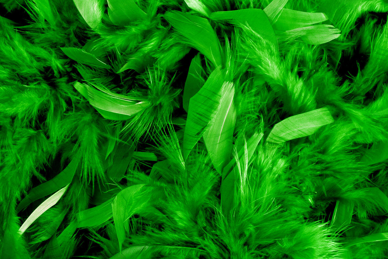 1 Yard – Kelly Green Chandelle Turkey Fluffy Feather Trim