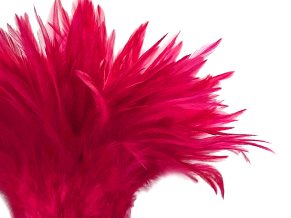 4 Inch Strip – 4-6” Dyed Claret Strung Chinese Rooster Saddle Feathers