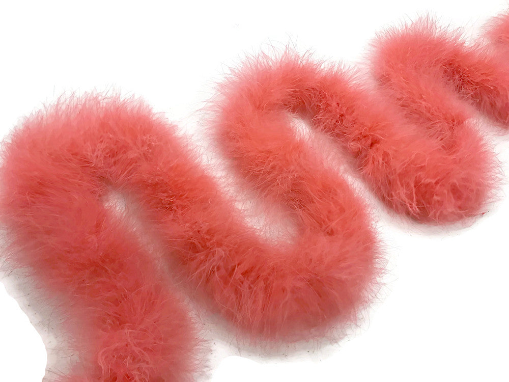 2 Yards - Coral Turkey Medium Weight Marabou Feather Boa 25 Gram