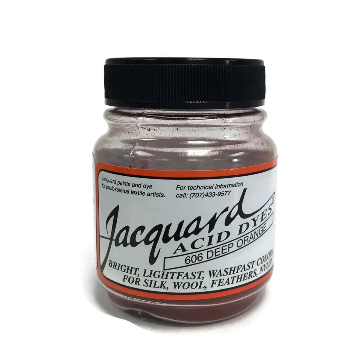 Jacquard Acid Dye 606 Deep Orange for silk, wool, and feathers.