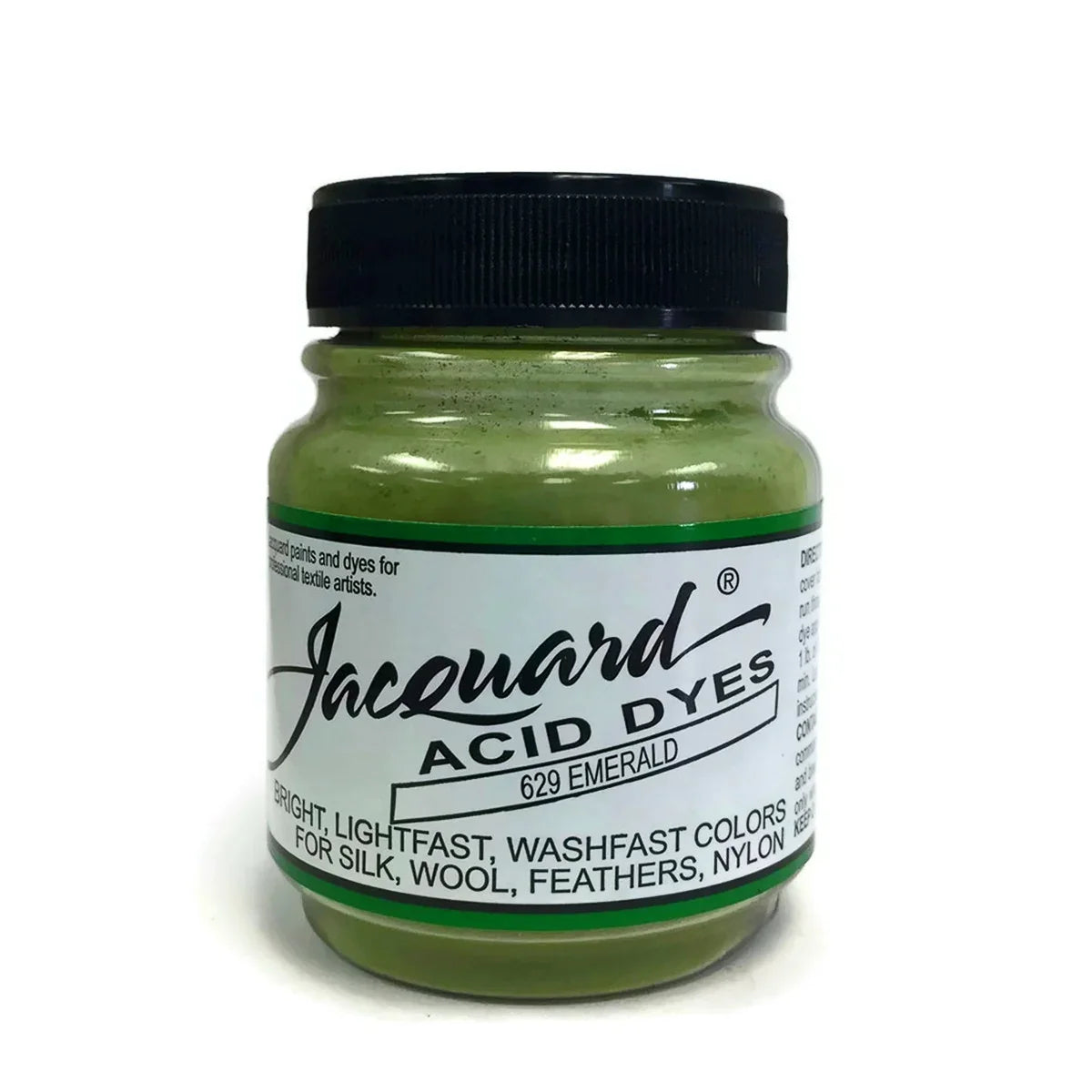 Jacquard Acid Dye 629 Emerald green liquid dye for silk, wool, and feathers.