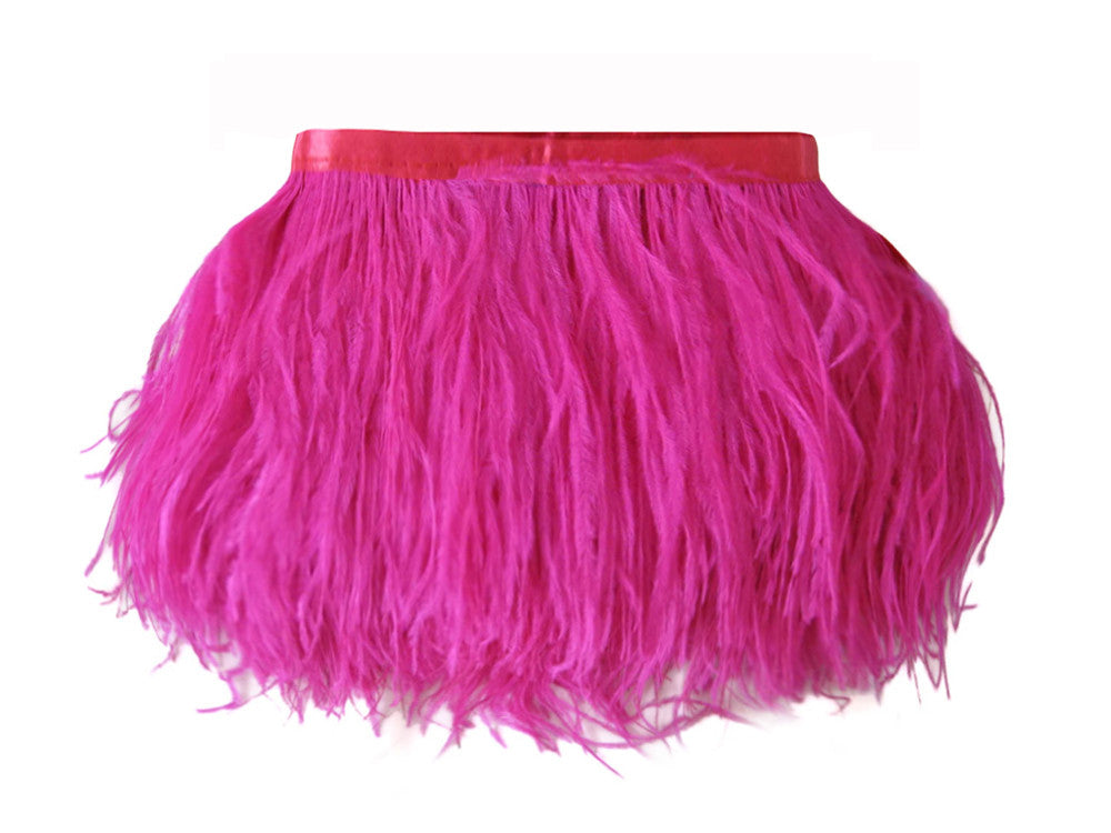 6 Inch Strip - Hot Pink Ostrich Fringe Trim Feather