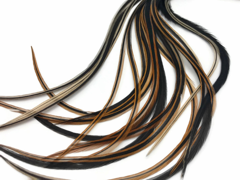 6 Pieces - XL Furnace Thick Long Rooster Hair Extension Feathers