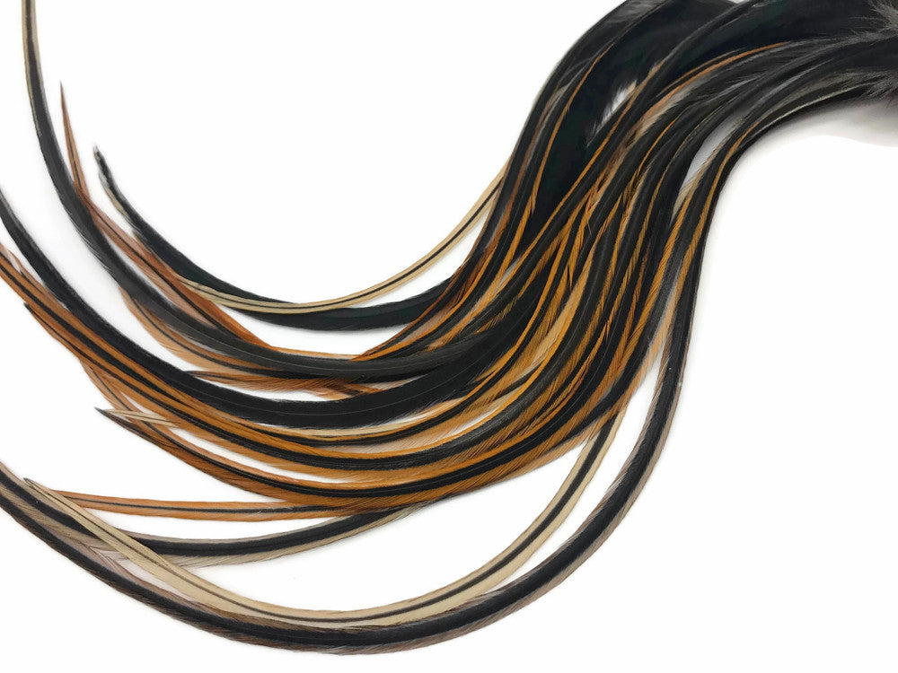 6 Pieces - XL Furnace Thick Long Rooster Hair Extension Feathers