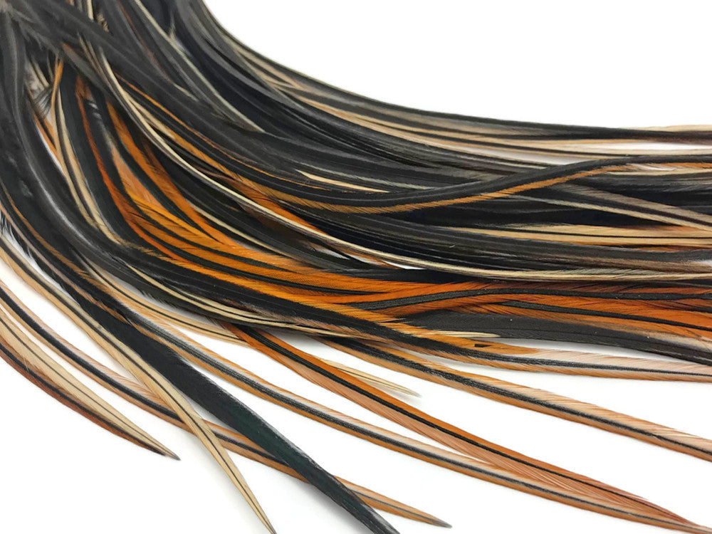 6 Pieces - XL Furnace Thick Long Rooster Hair Extension Feathers