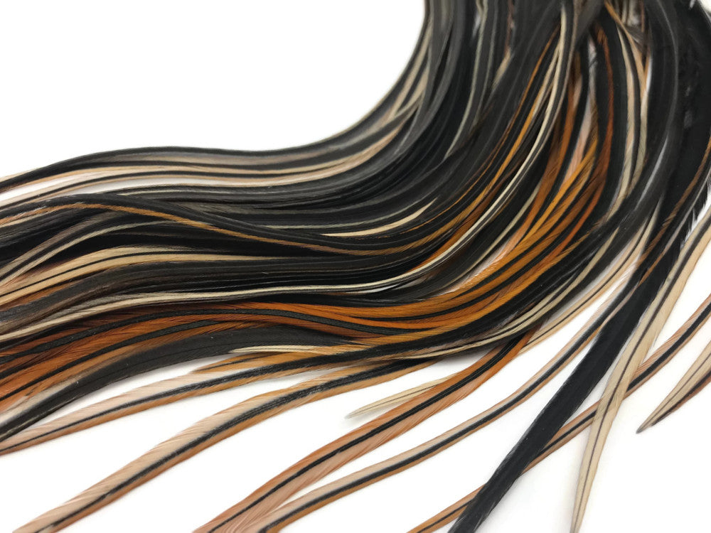 6 Pieces - XL Furnace Thick Long Rooster Hair Extension Feathers